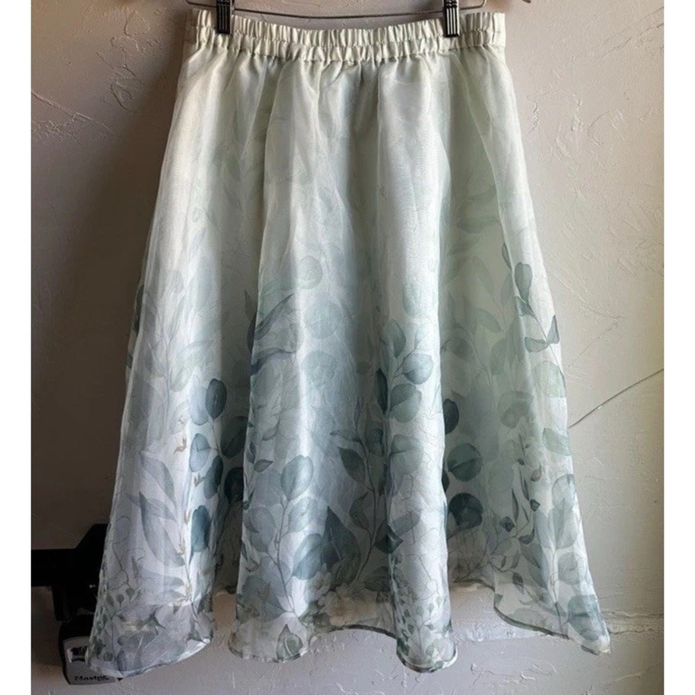 Rachel Zoe High Waist Sheer Whimsical Botanical Circle Skirt Midi Sz M Fairycore - Picture 3 of 14